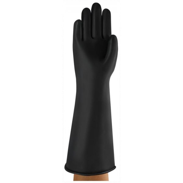 Ansell AlphaTech 87-104 Havy Duty Black Latex Gauntlets Gloves 432mm 17 inch-70226