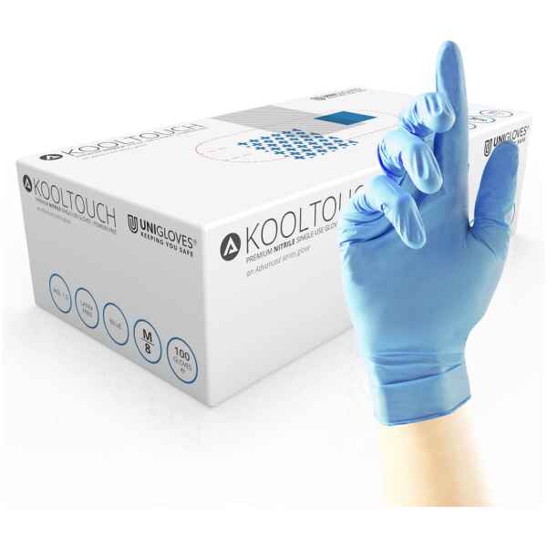 Box 100 Unigloves Kooltouch Blue Nitrile Disposable Gloves GM004