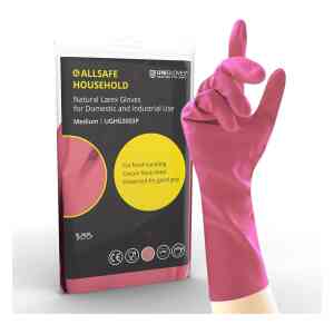 Unigloves Allsafe Pink Latex Household Rubber Gloves