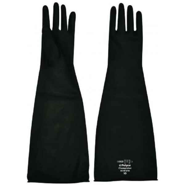 PH Shield Black Latex Rubber Gloves Gauntlets 16 inch 40 cm Long-0
