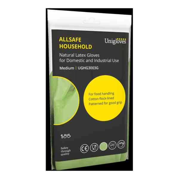 Unigloves Allsafe Green Latex Household Rubber Gloves-69839