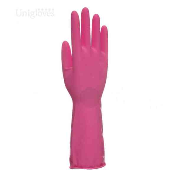 Unigloves Allsafe Pink Latex Household Rubber Gloves-0