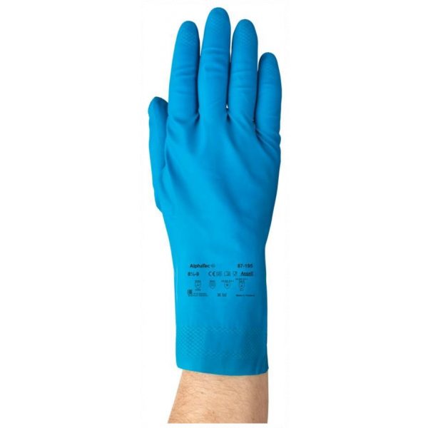 Ansell AlphaTech 87-195 Blue Latex Gloves-70072