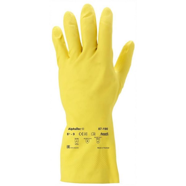 Ansell AlphaTec 87-190 Yellow Latex Gloves-70094
