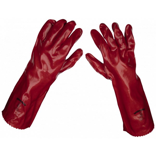 Sealey 9114 Red PVC Gauntlets 450mm - Pair-0