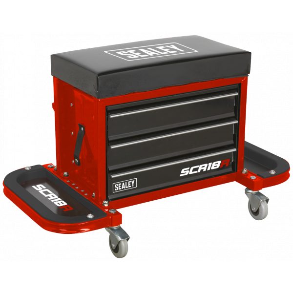 Sealey SCR18R Mechanic's Utility Seat & Toolbox - Red-0