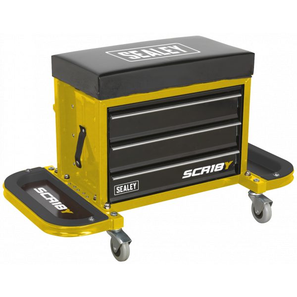 Sealey SCR18Y Mechanic's Utility Seat & Toolbox - Yellow-0