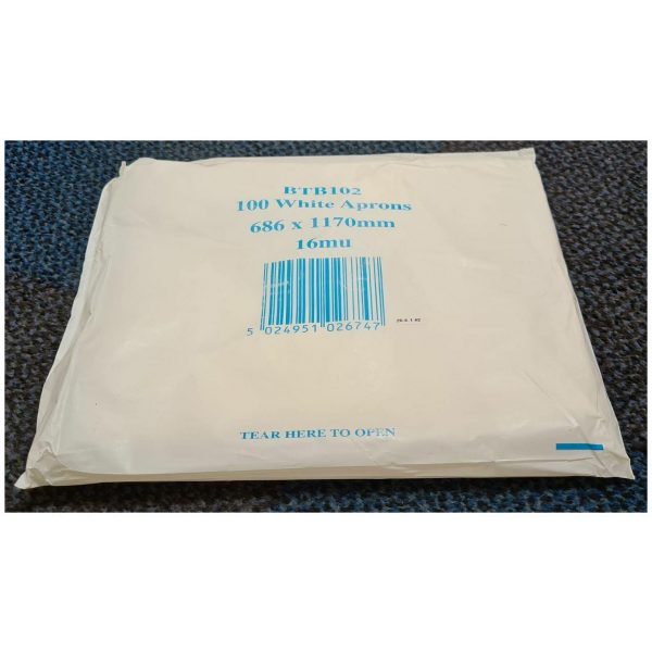Flat Pack 100 White Disposable Polythene Aprons-74254