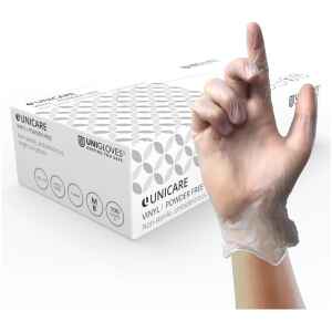 Box 100 Unigloves Clear Vinyl Powder Free Disposable Gloves GS006