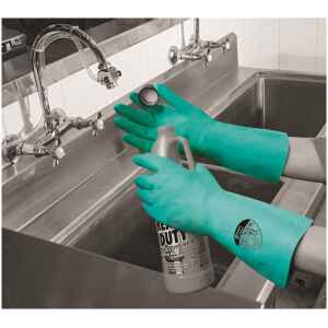 Polyco Nitri Tech III Green Flock Lined Nitrile Gloves