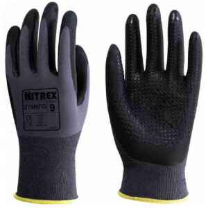 Pack 10 Pairs Nitrex Nitrile Coated Dot Grip Palm Work Gloves Size 9 Large