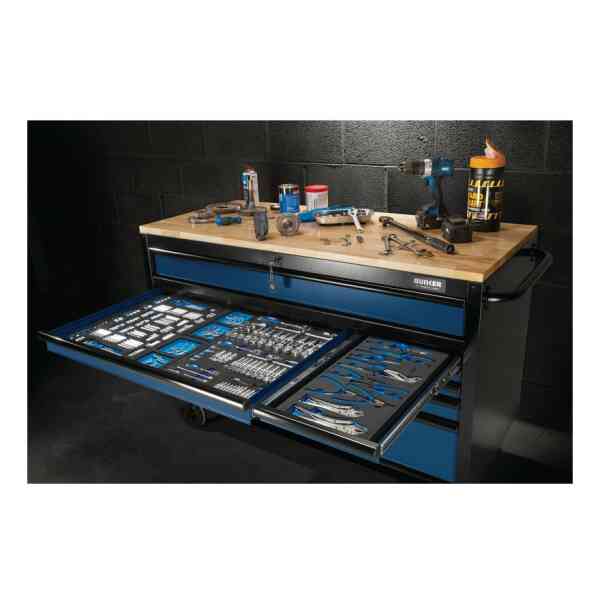 BUNKER® Workbench Roller Tool Cabinet 10 Drawer, 56" Blue