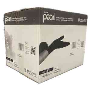 10 Boxes 100 (1000) Unigloves Black Pearl Nitrile Disposable Gloves Size 9 Large