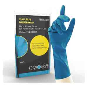 12 Pairs AllSAFE Blue Latex Household Rubber Gloves Size XL