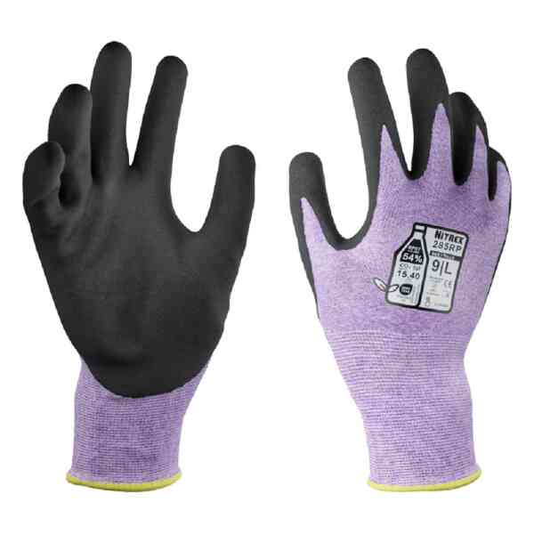 Pack 5 Pairs Nitrex Purple Sustainable Nitrile Coated Work Gloves 11 XXL 285RP