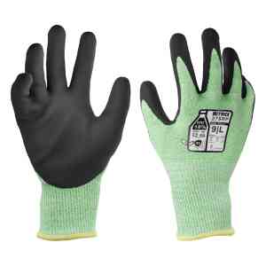 5 Pairs Nitrex Nitrile Coated Green Cut F Work Gloves Sustainable 9 L 275RP